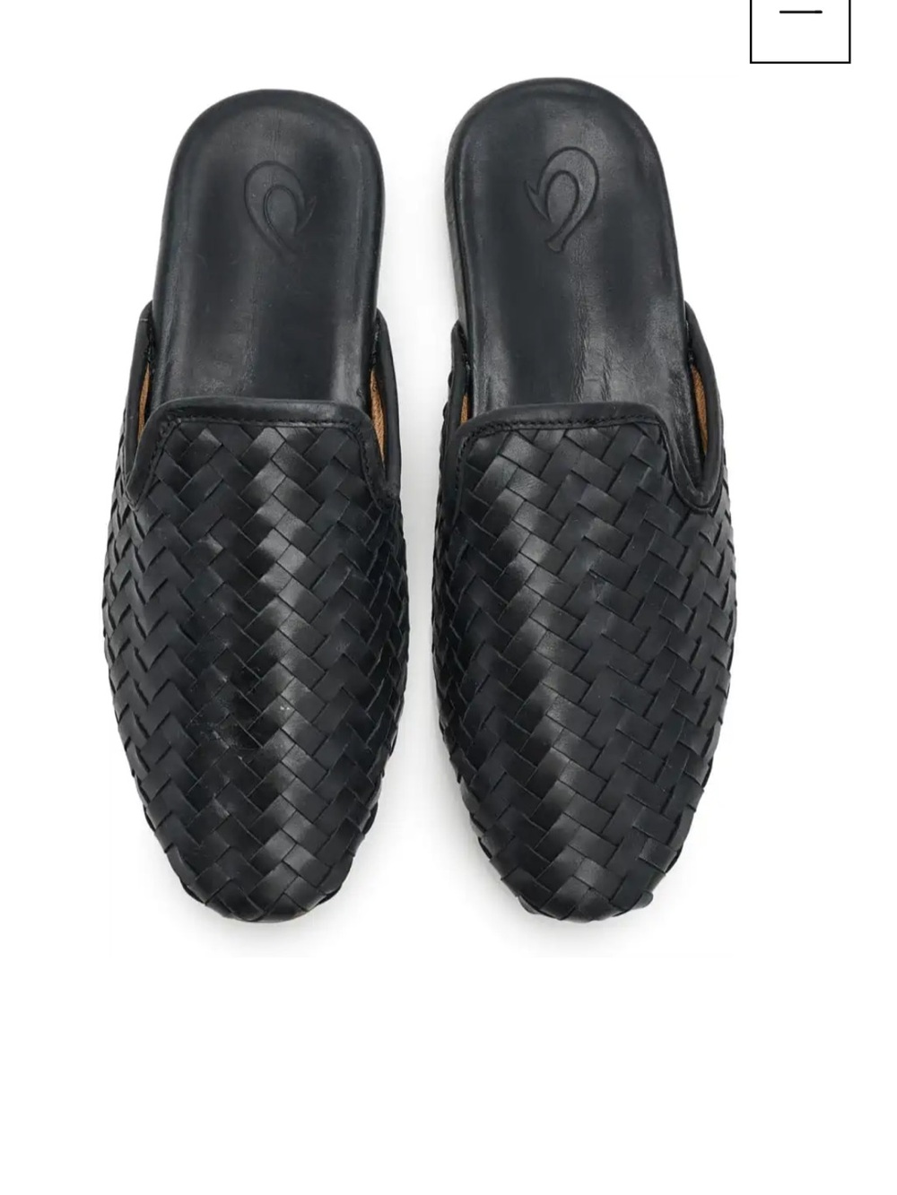 Olukai Black Woven Leather Mule